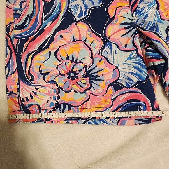 Lilly Pulitzer Jayne Stretch Floral Print Shorts Navy Pink Orange Size 14 - Picture 10 of 12